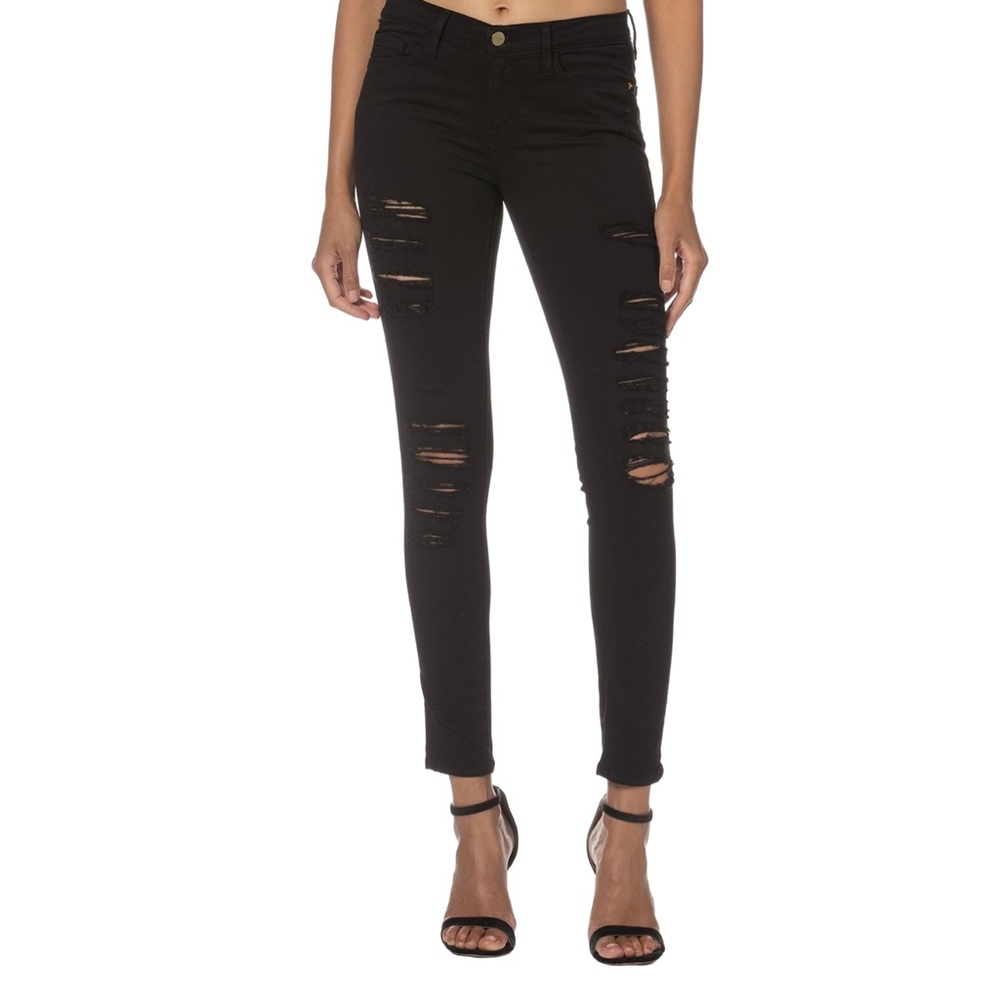 Frame | Women’s‎ Le Skinny De Jeanne Ripped Jeans - Black 25
